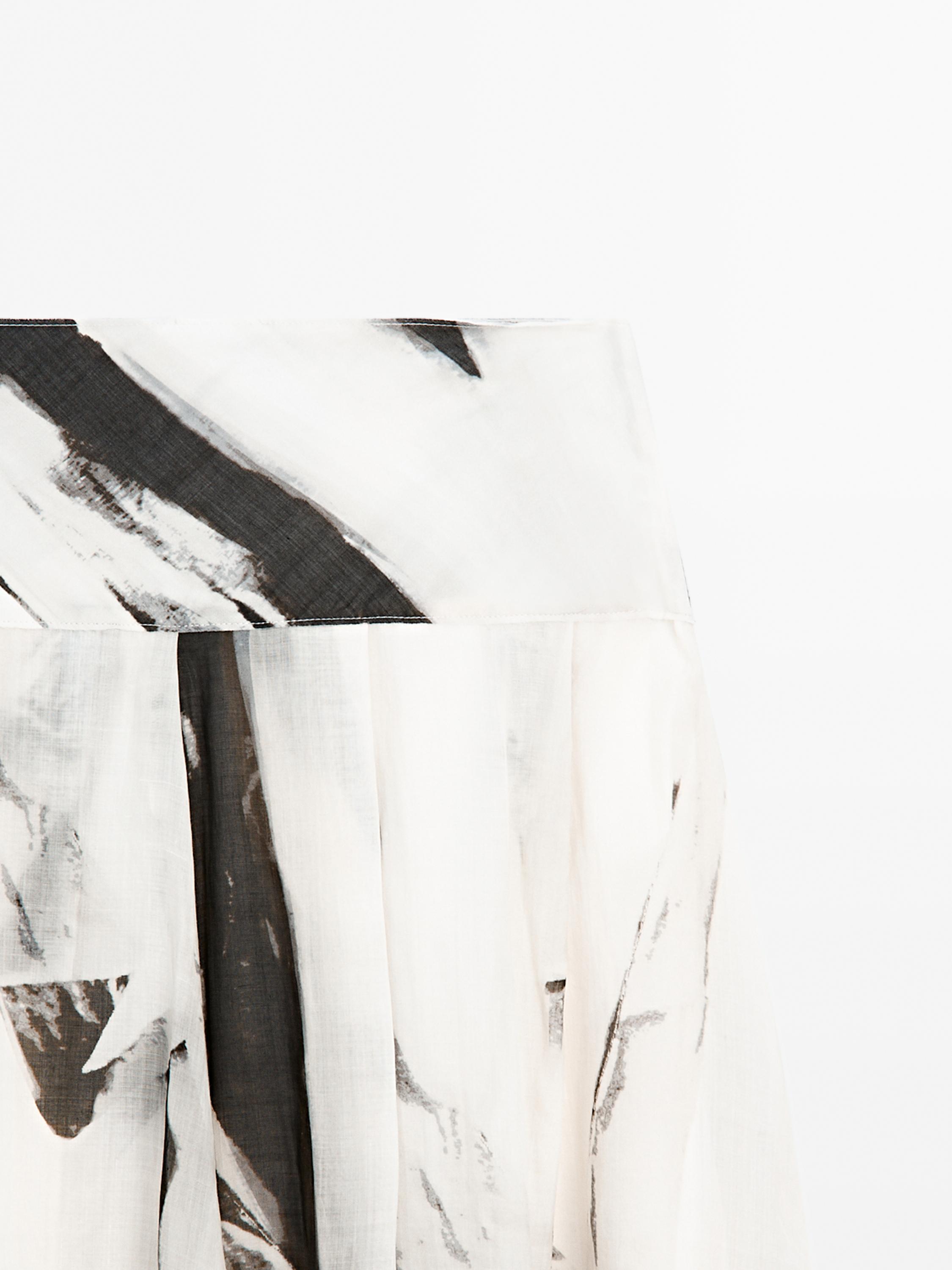 Jupe midi fluide imprimé marbre